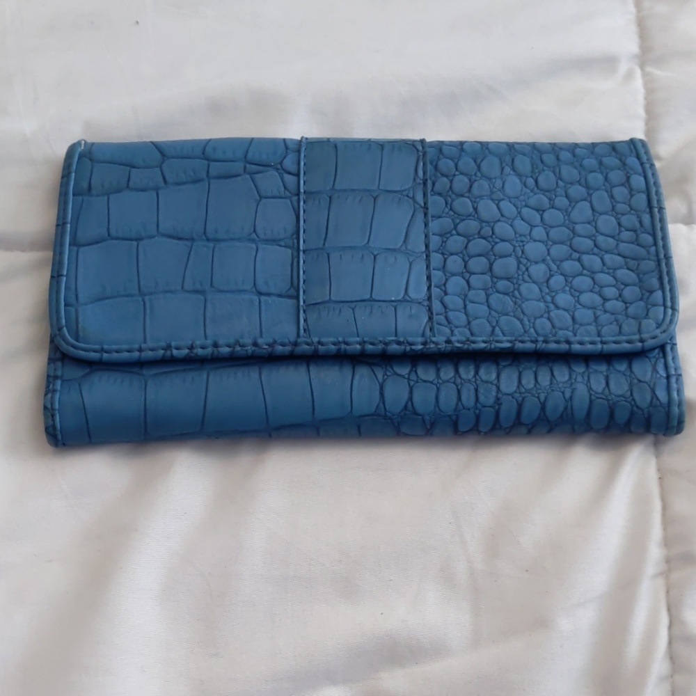 Blue Textured Tri-Fold Wallet